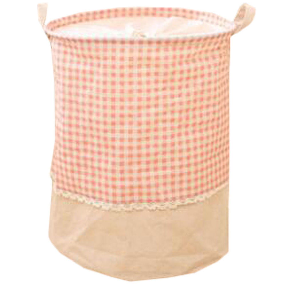 Kylin Express Clothes Basket Laundry Basket Clothing Storage Barrels Toy Basket Pink Grid