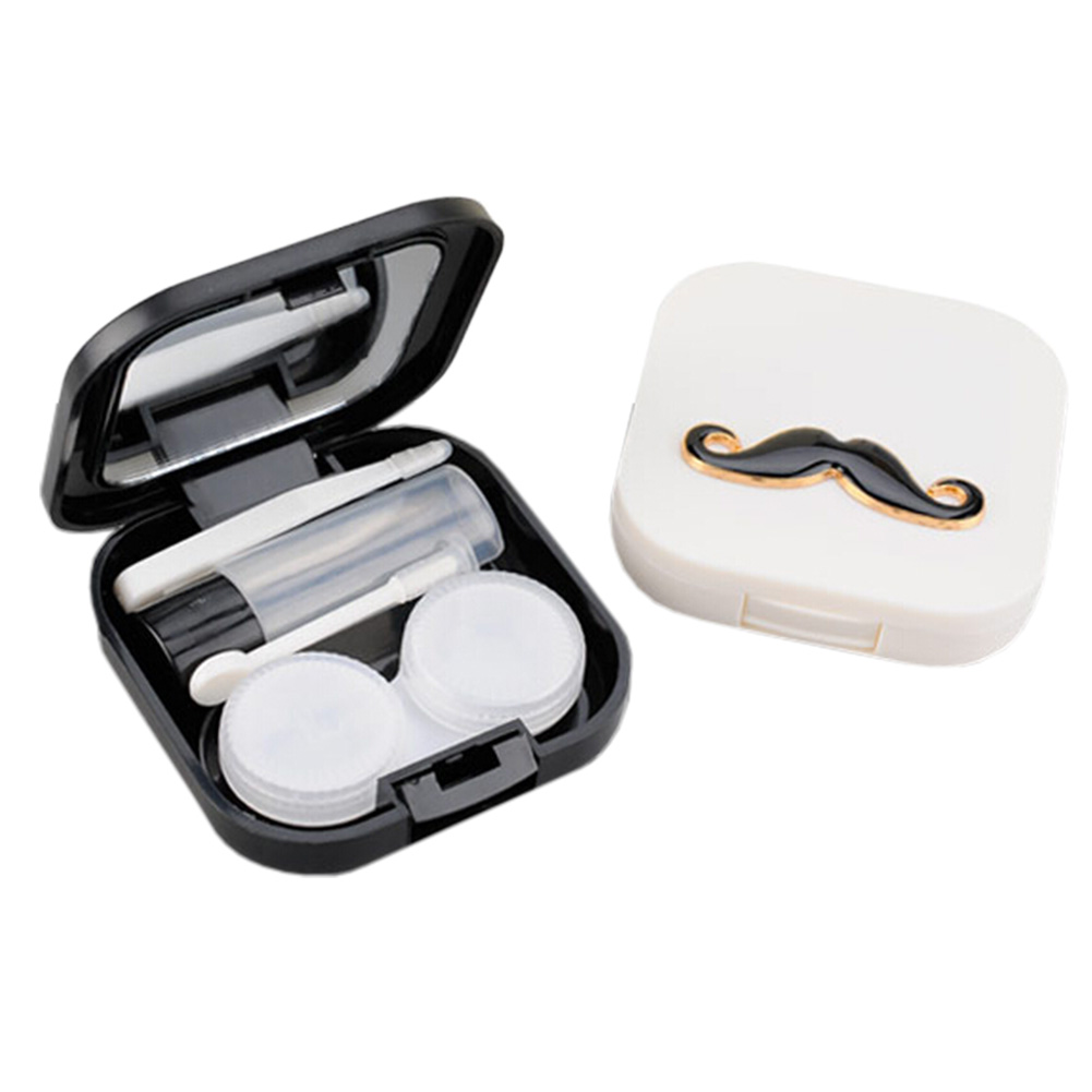 Kylin Express Stylish Contact Lens Case Lenses Holder Box Travel Kit Case Mustache Black