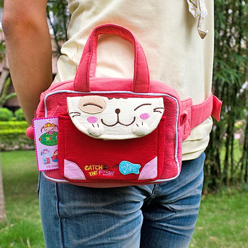 Blancho Bedding [Catch the Fish-2] Embroidered Applique Kids Fanny Waist Pack / Travel Lumbar Pack (6.7*4.3*2.6)