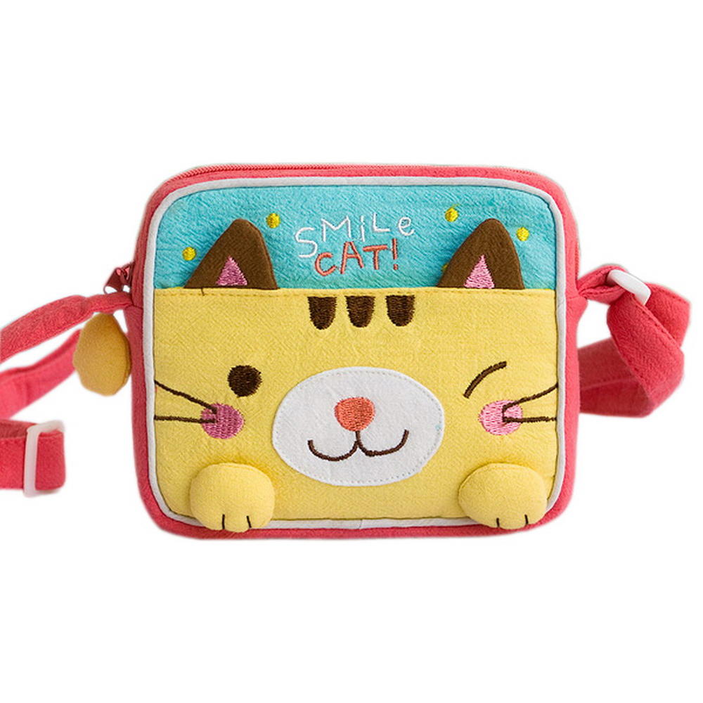 Blancho Bedding [Smile Cat] Embroidered Applique Swingpack Bag Purse / Wallet Bag / Shoulder Bag (5.5*4.7*1.2)