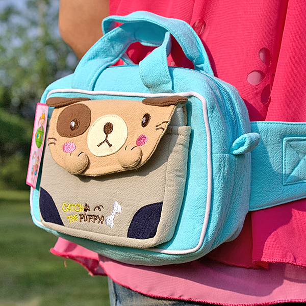 Blancho Bedding [Catch the Puppy] Embroidered Applique Kids Fanny Waist Pack / Travel Lumbar Pack (6.7*4.3*2.6)