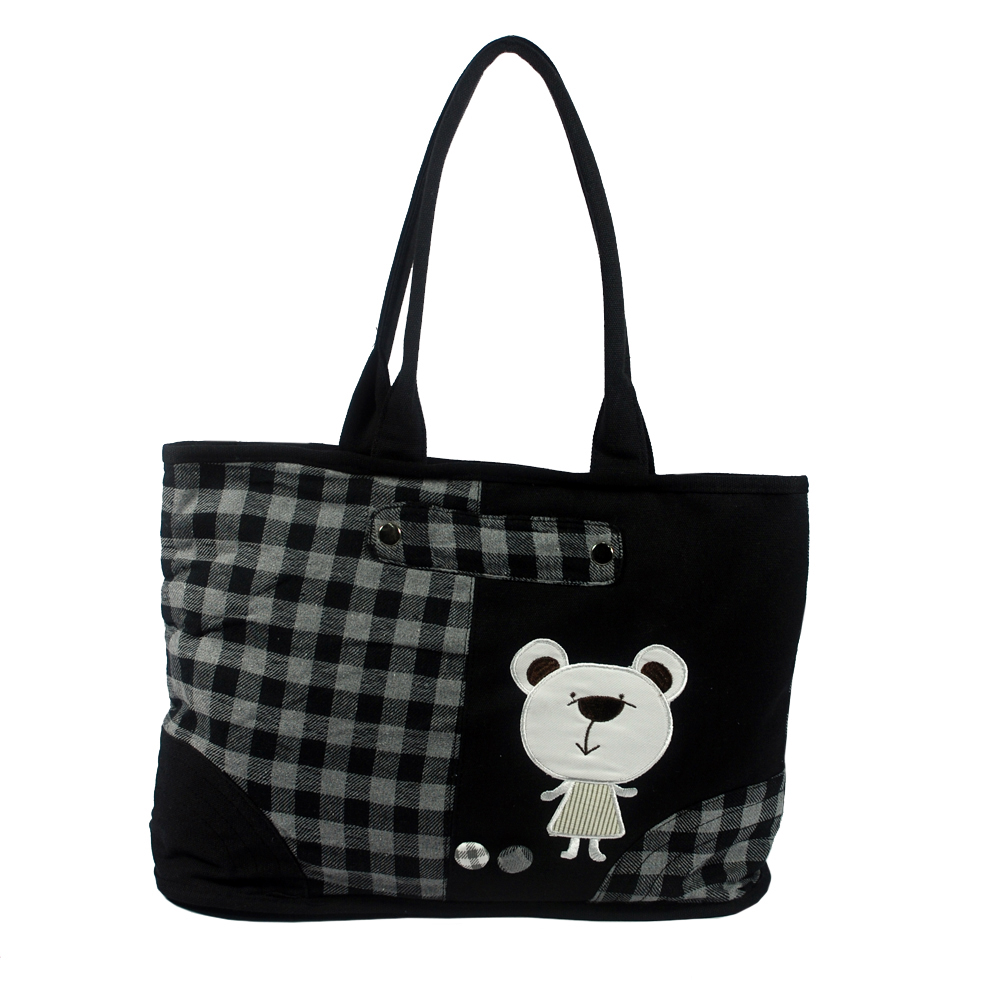 Blancho Bedding [White Bear] 100% Cotton Canvas Shoulder Tote Bag / Shopper Bag