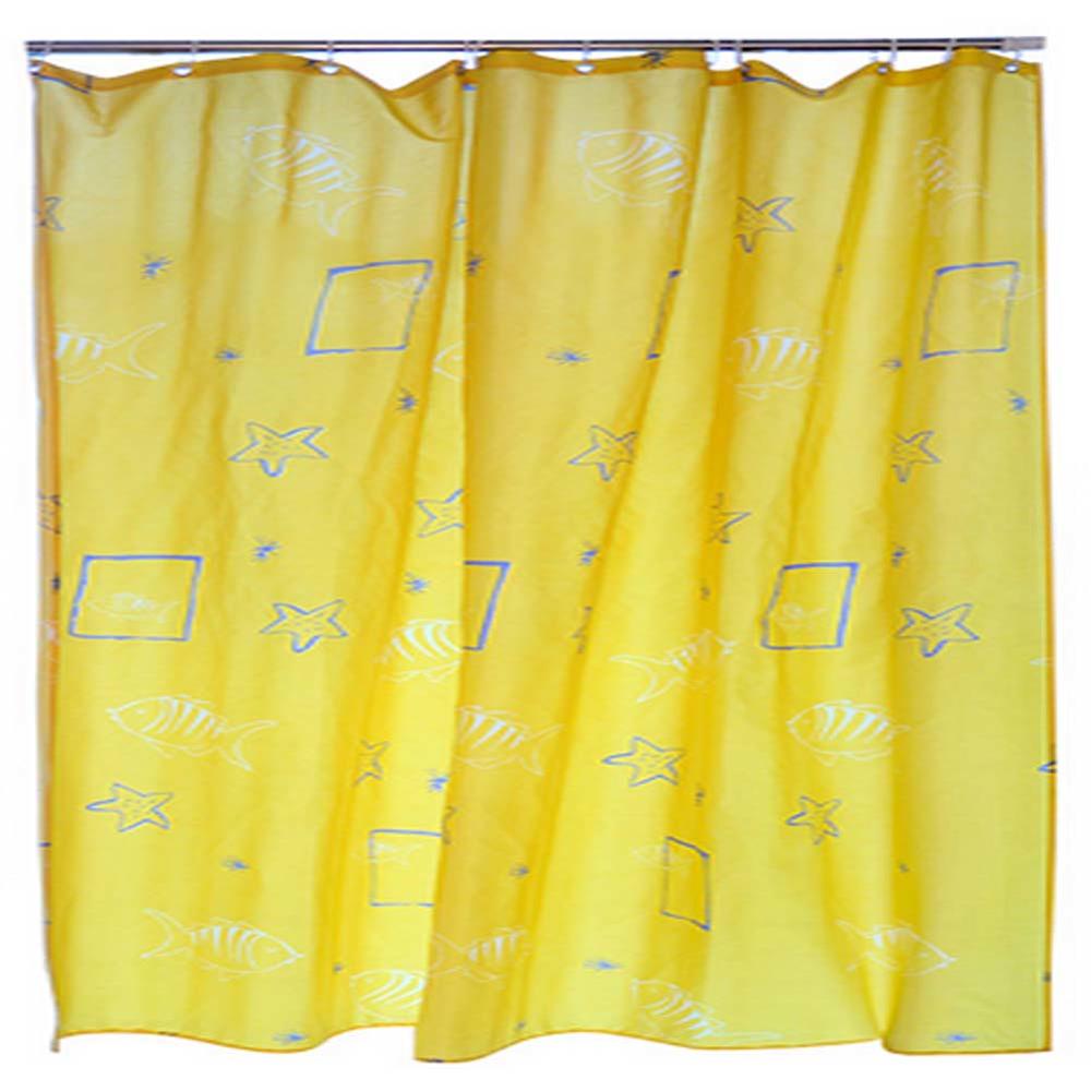 Panda Superstore Bathroom Shower Yellow Starfish Thick Waterproof Curtain(Multicolor)