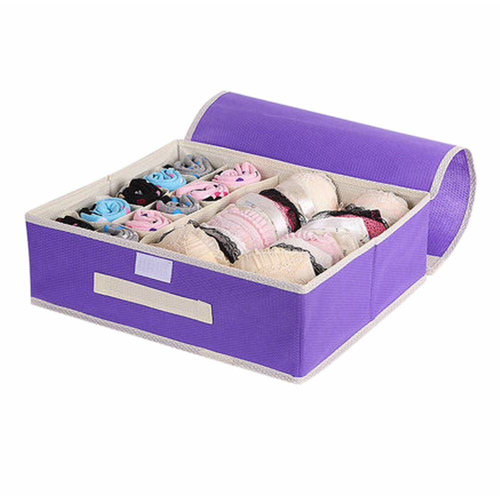 Blancho Bedding 10 Grids Foldable Organizer/Box for Underwear, Bras, Socks, Purple