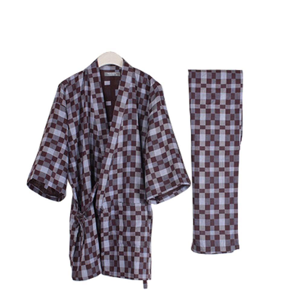 Panda Superstore Suit Tracksuit Men's Kimono Loose Breathable Cotton Double Gauze Pajamas