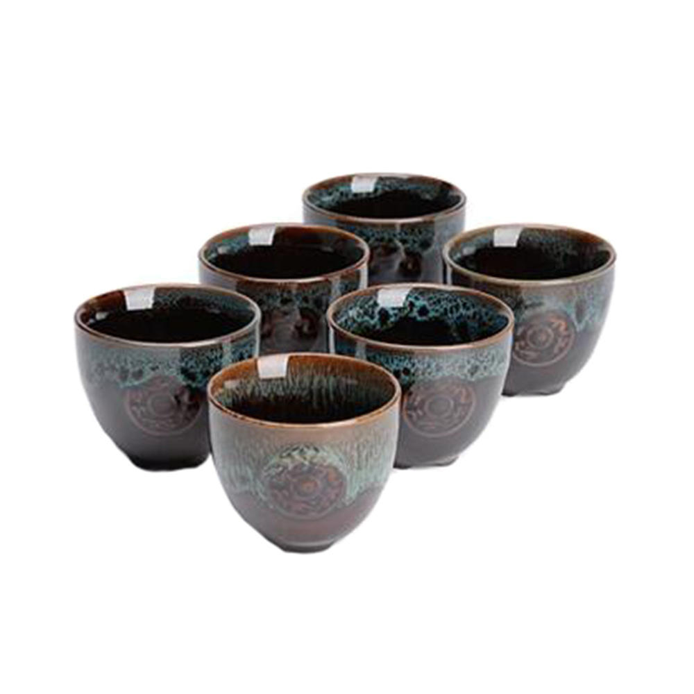 Kylin Express 6 PCS Chinese Ceramic Tea Cups Household Teacup Kung Fu Tea Set Archaistic Water Cup, #09