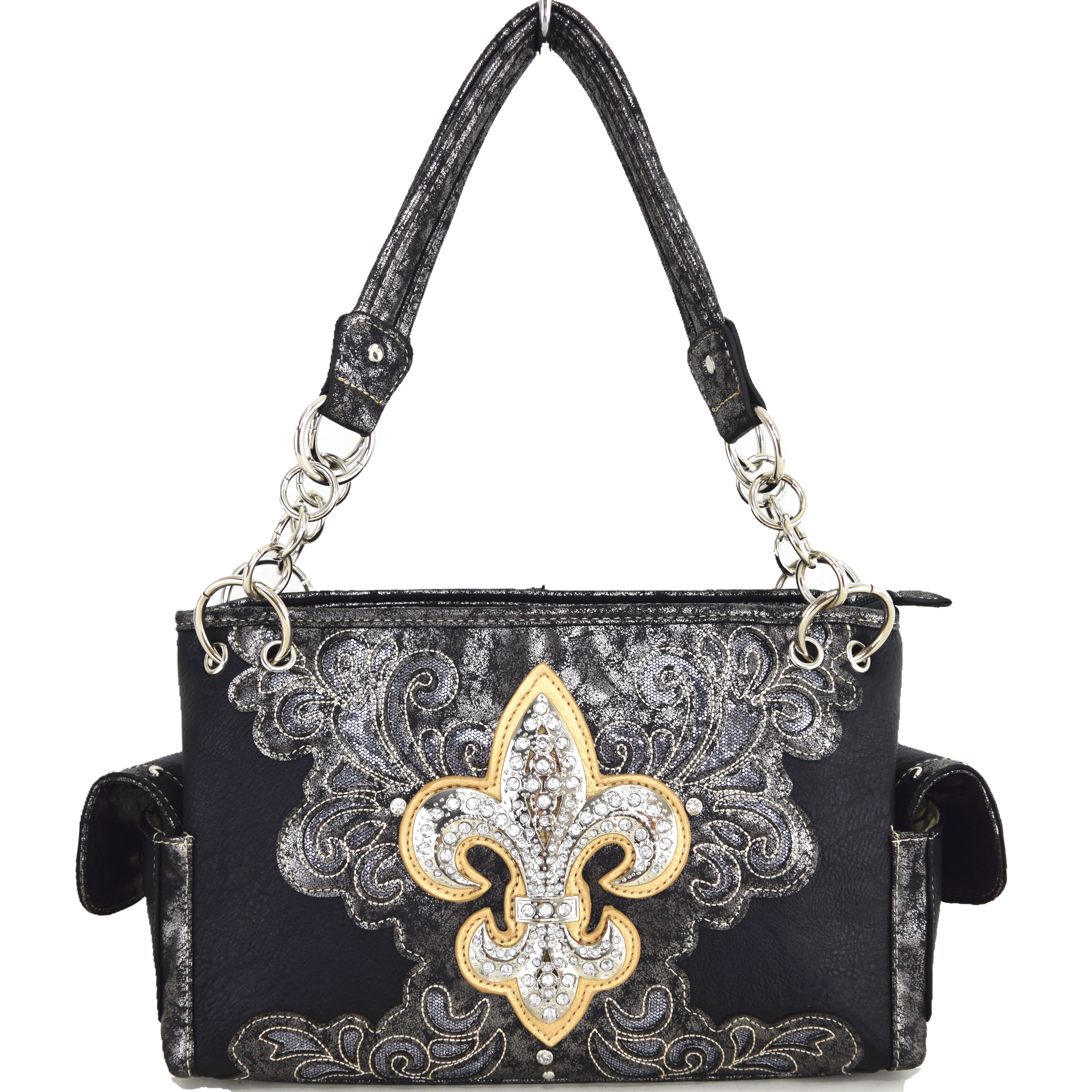 Blancho Bedding Womens [Creative Lace] PU Leather Handbag Fashion Elegant Tote Bag Black