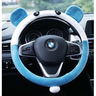 Panda Superstore Cartoon Cute Short Plush Car Steering Wheel Cover Car  Anti-Skid Handlebar Set