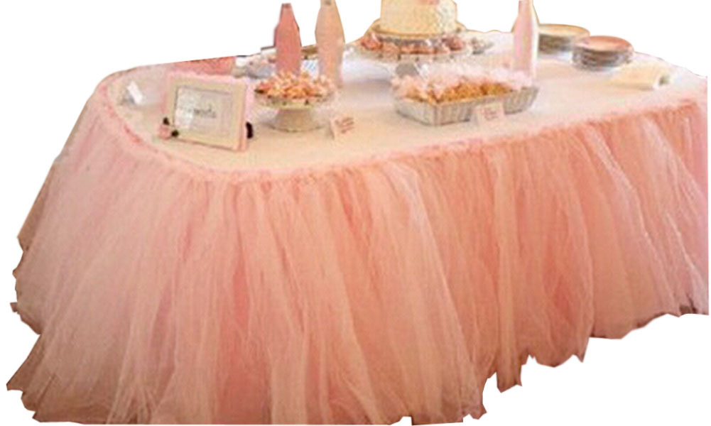 Blancho Bedding TUTU Tableware Tulle Table Skirt Tulle Table Cover for Party [Pink-1]