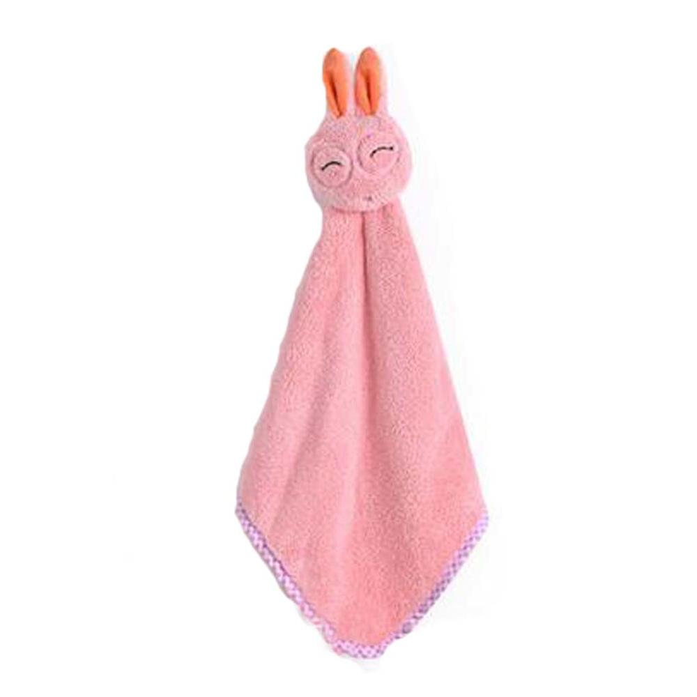 Panda Superstore Kitchen Cartoon Hand Towel Hanging Strong Water Absorption Towel, Pink Rabbit