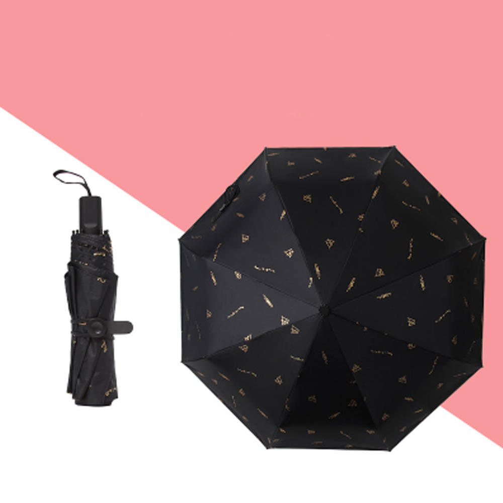 WuKong Paradise Travel Triple Foldable Umbrella Windproof Lightweight with Anti-UV/slip Handle， Black