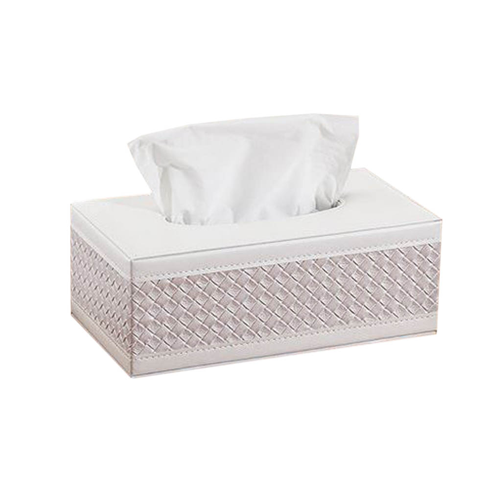WuKong Paradise Tissue Box Tissue Holders for Living Room, Bathroom Vanity Countertop, Weave, White, Large Size