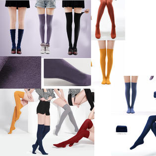 East Majik Women Girls Winter Over Knee Leg Warmer Cotton Socks Gray Purple