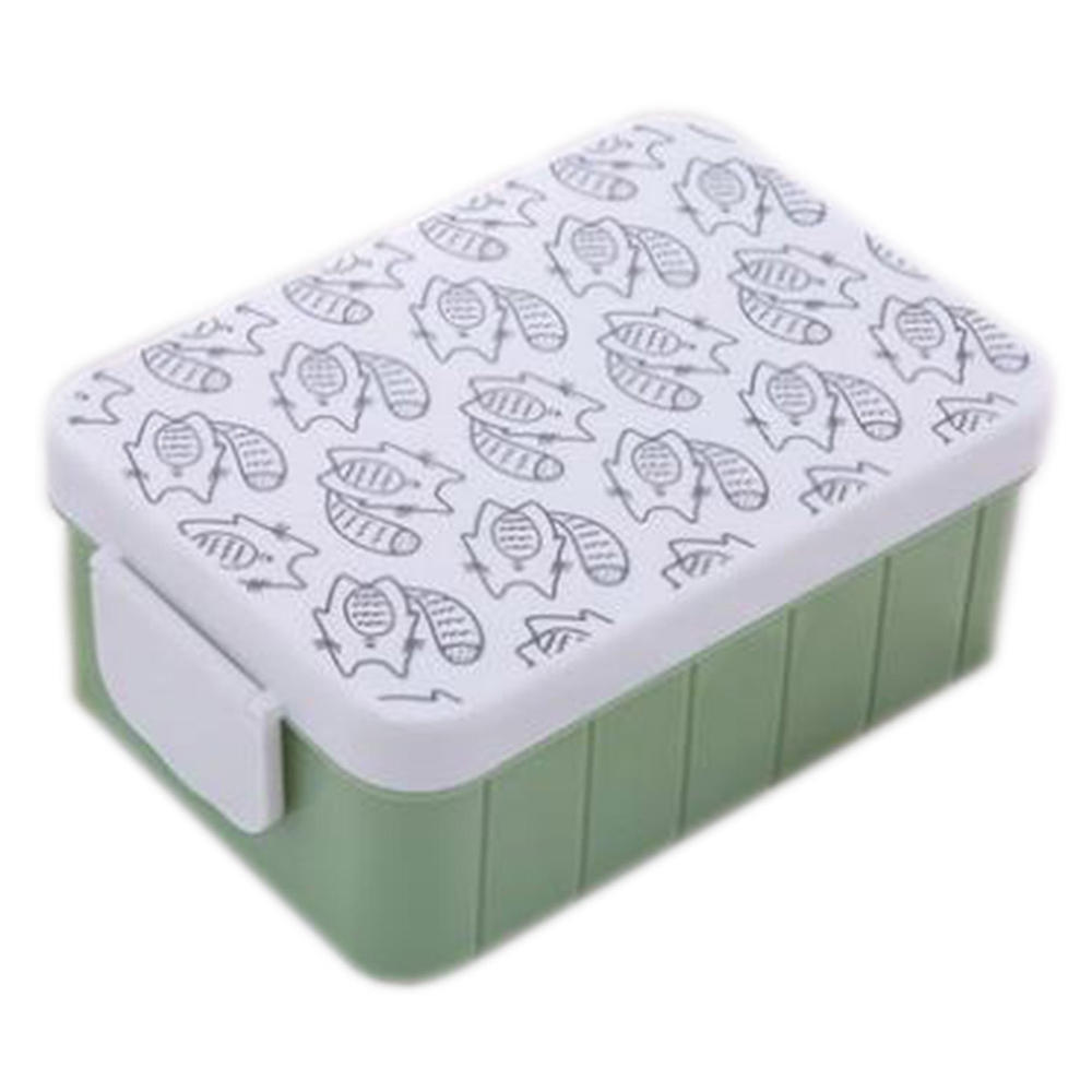 WuKong Paradise 1.2L Plastic Kid Adult Lunch Box Bento Box with Lid and Tableware Food Storage Box, Green #14