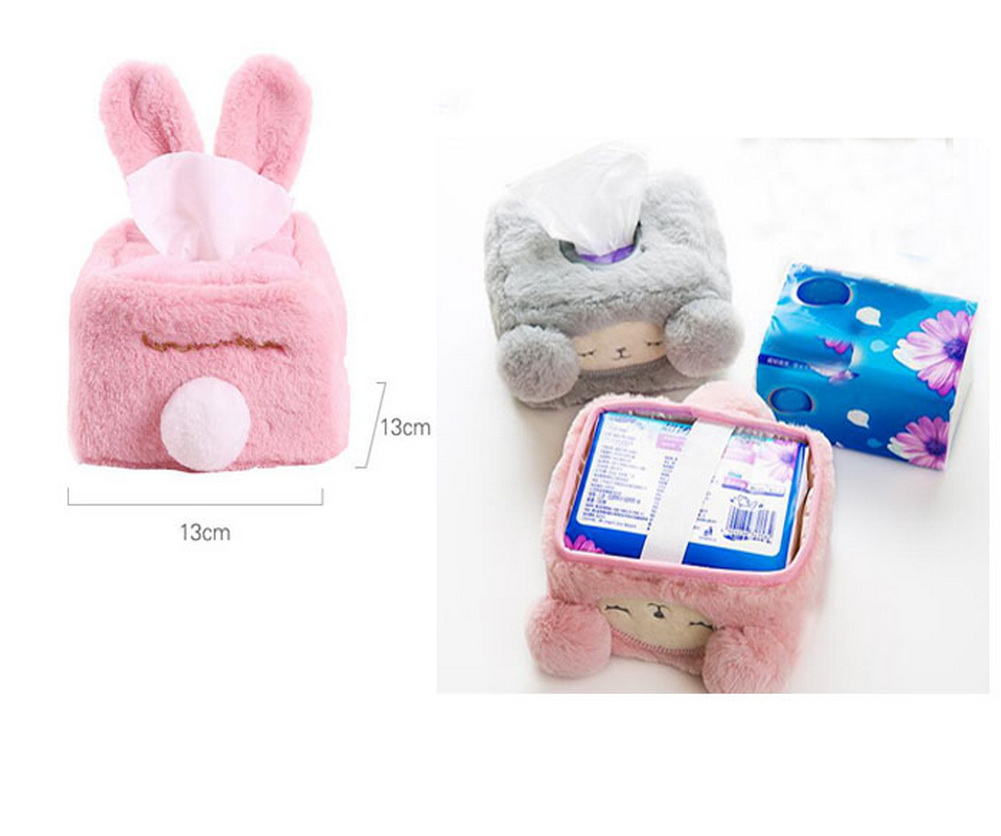 Blancho Bedding Cute Rabbit Ears Plush Fabric Tissue Cover Bedroom Tissue Box [Square]
