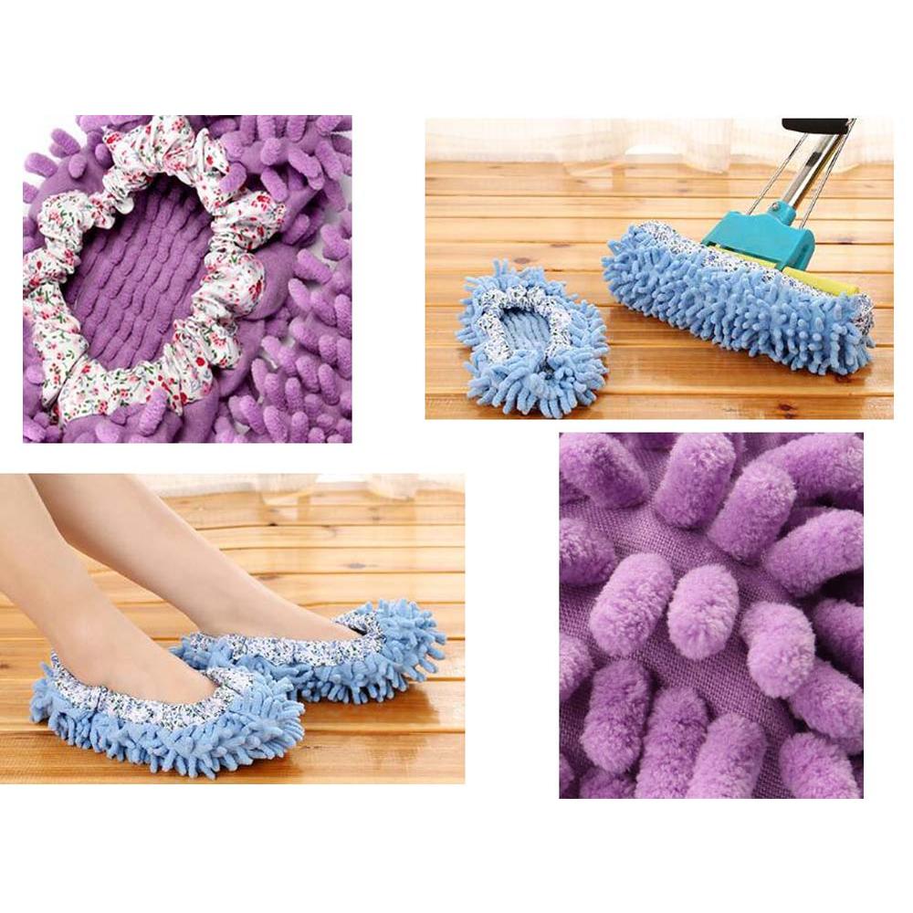 Blancho Bedding Chenille Mop Slippers Mops Shoes Detachable Clean Shoe Cover [red]