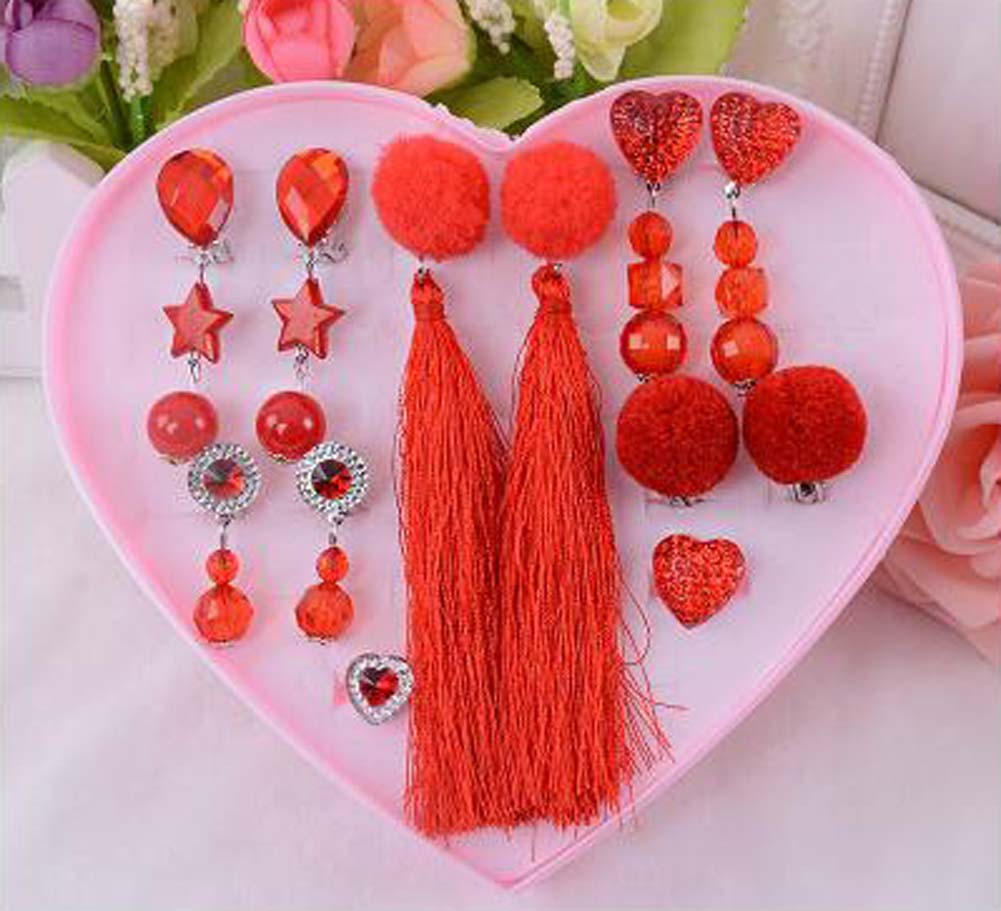 Dragon Sonic Pretend Toy For Kid 6pcs Clip On Earrings With Rings Dragon Sonic Pretend Toy For Kid 6pcs Clip On Earrings With Rings Jewelry Dress Up Play Set B