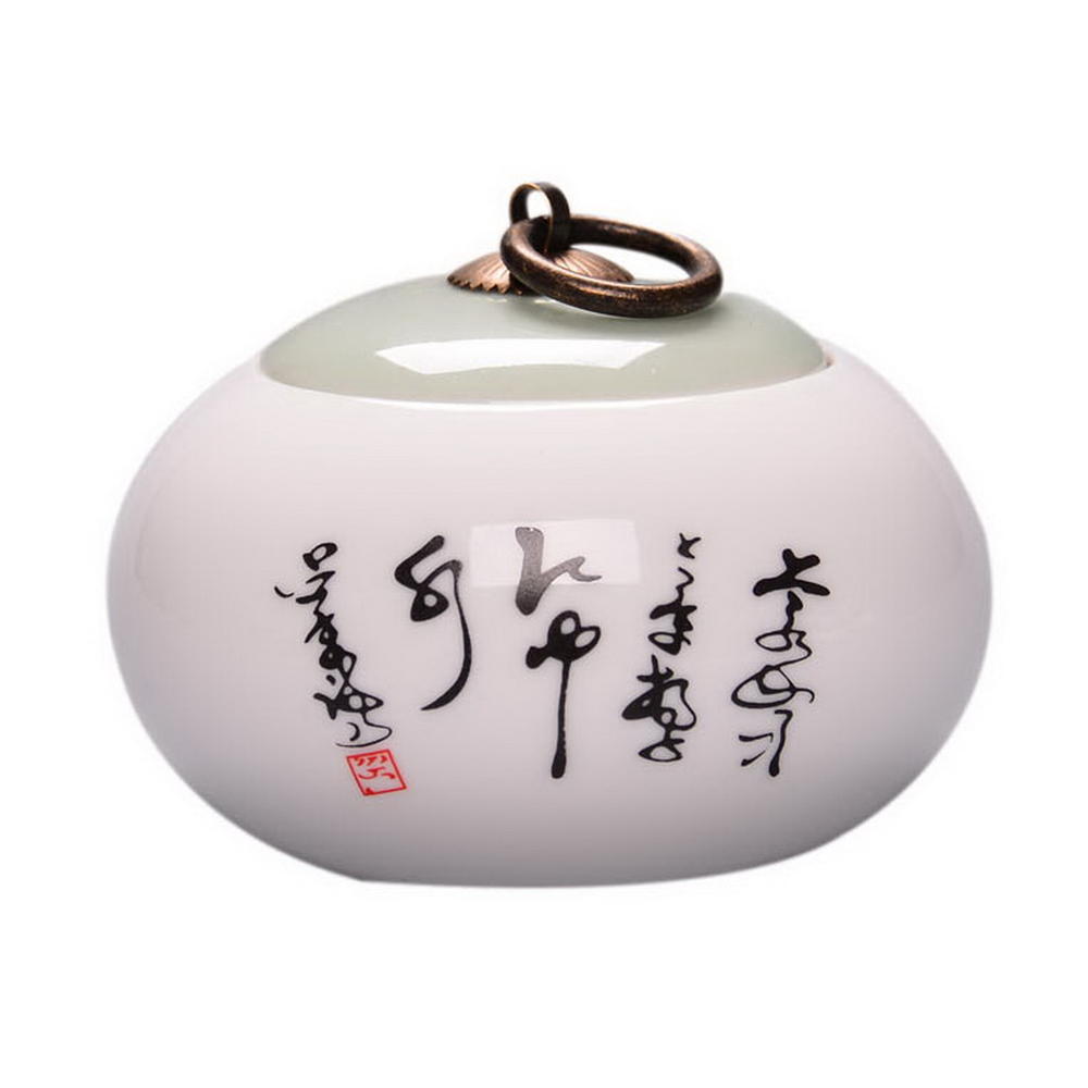 Gentle Meow Ceramic Sealing Tea Storage Canister Tang Poetry Jade Porcelain Lid Jar Tea Tank