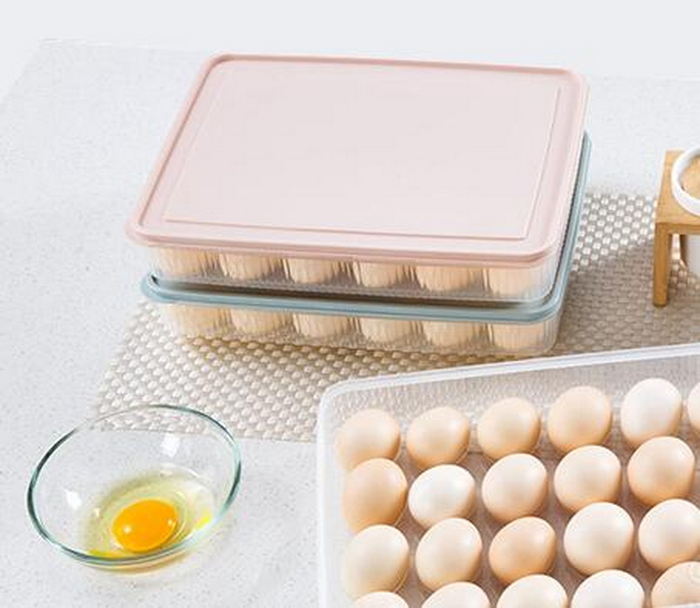 Gentle Meow Set of 2 Egg Tray Egg Holder Egg Container 24 Grid Each Eggs Box Plastic,A