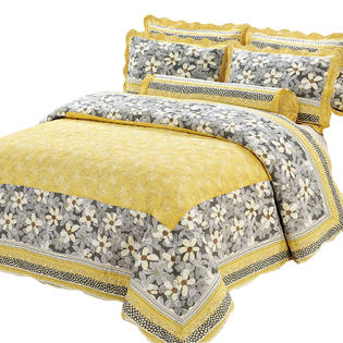Wukong Paradise Quilt Bedspread Set Yellow Sunny Lightweight 3pc