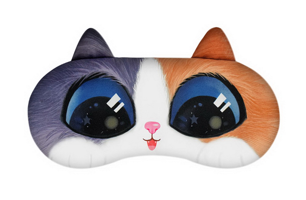 Gentle Meow Funny Cartoon 3D Cat Eyes Sleep Mask Creative Light Shading Eye  Mask, Blue Brwon