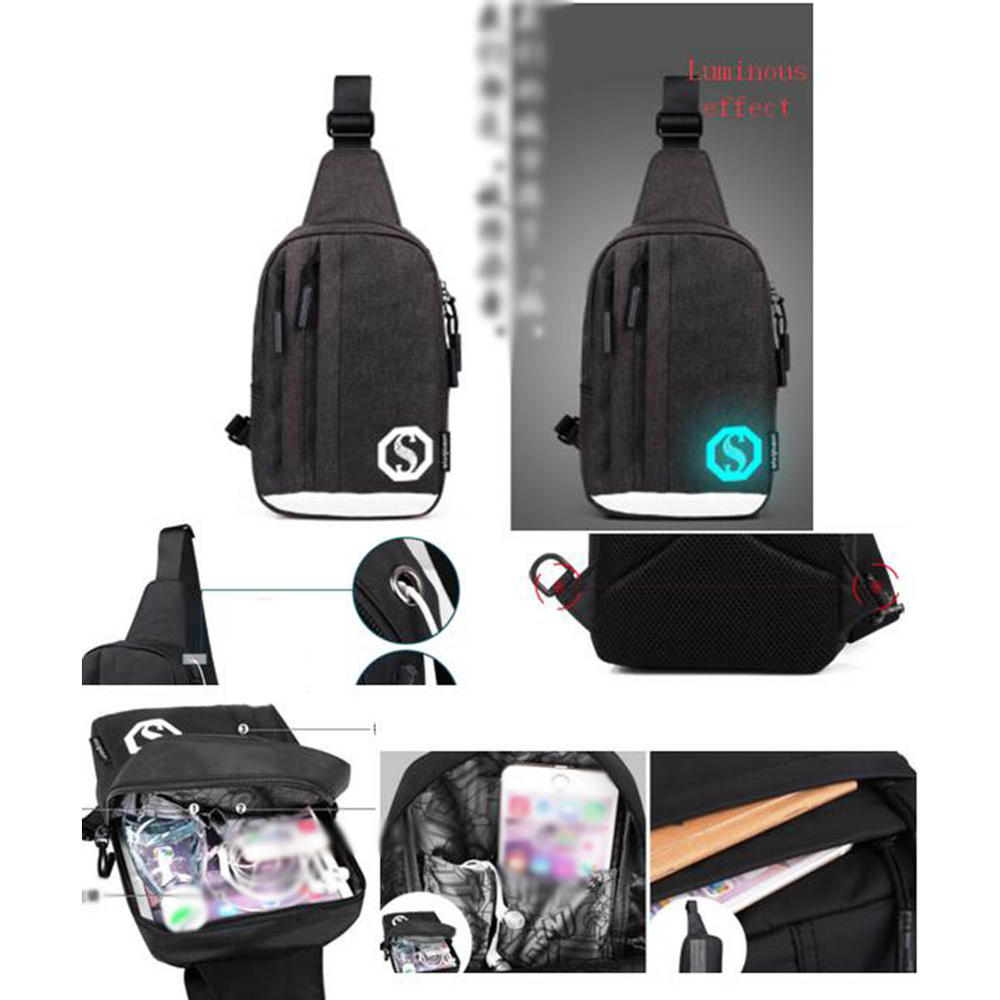George Jimmy Luminous Chest Sling Bag Messenger Shoulder Backpack CrossBody Bag, Coffee