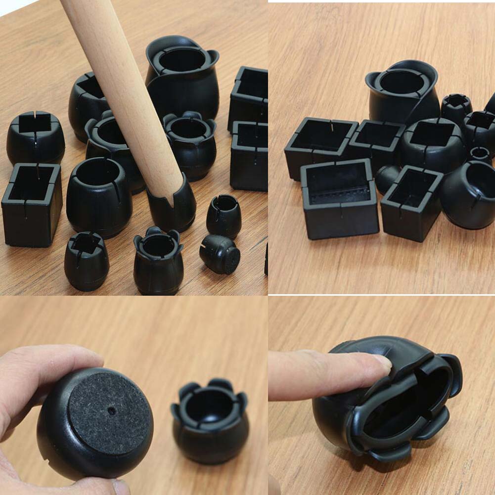 Alien House 24pcs Black Silicone Table Furniture Leg Covers Alien House 24pcs Black Silicone Table Furniture Leg Covers Feet Caps Wood Floor Protectors 16