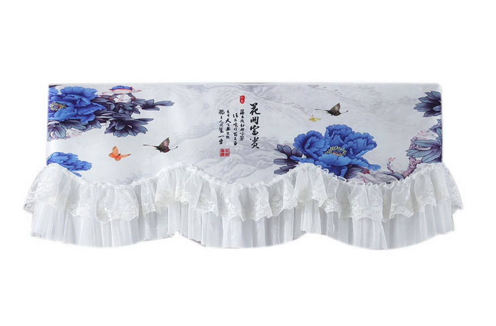 Gentle Meow Home Restaurant Dustproof Air Conditioner Cover, Blue Peony