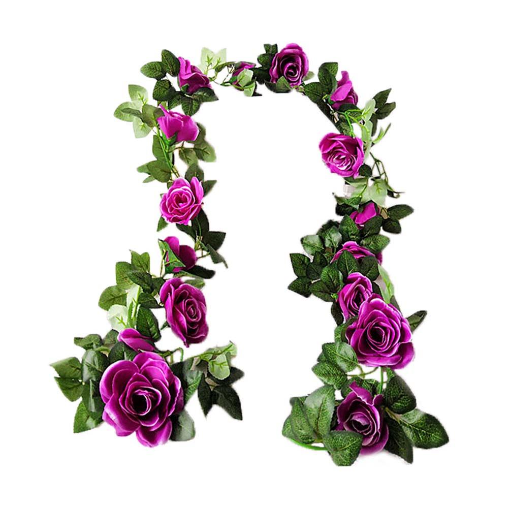 Panda Superstore [Purple rose] Artificial Flower Vines Fake Flowers Decor For Home/Party