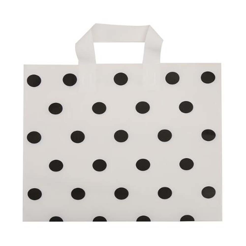 Panda Superstore White Polka Dot - 48 Pieces Plastic Shopping Bags Boutique Bags Retail Tote Bag