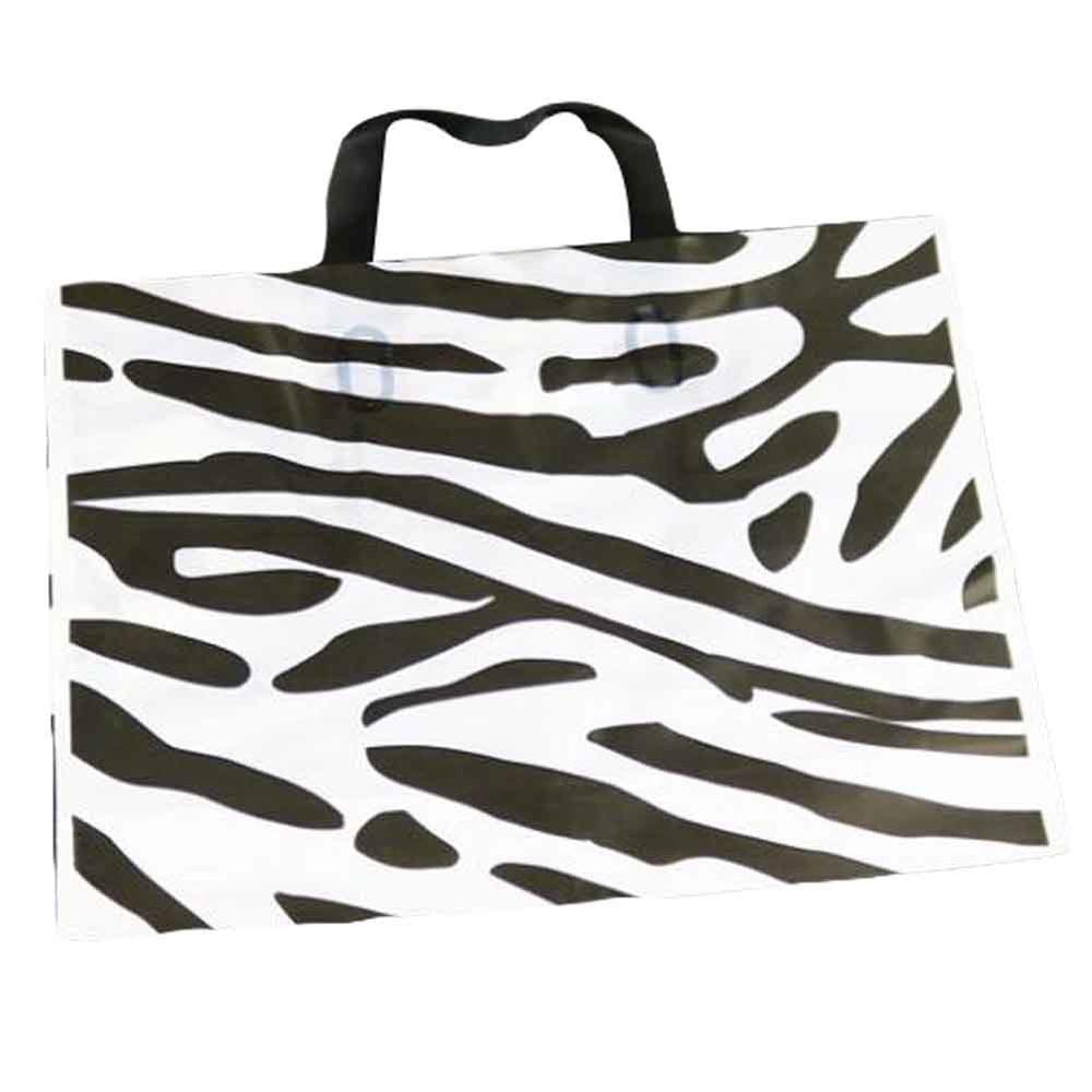 Panda Superstore Zebra Pattern - 50 Pcs Plastic Boutique Bags Retail Store Shopping Bags Gift Bag