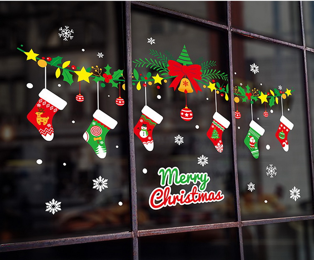 Gentle Meow Gm Hom2445485011 Adam02703 Christmas Decoration Glass Window Door Sticker Hanging Christmas Socks