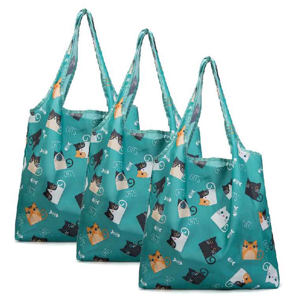 Panda Superstore Cat - 3 Pieces Merchandise Tote Bags Reusable Grocery Bags Foldable Boutique Sho