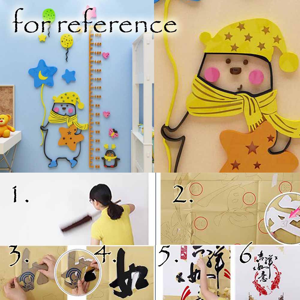 Panda Superstore Acrylic Kids Wall Decal 3d Cartoon Colorful Kids Growth Chart Sticker Height Mea