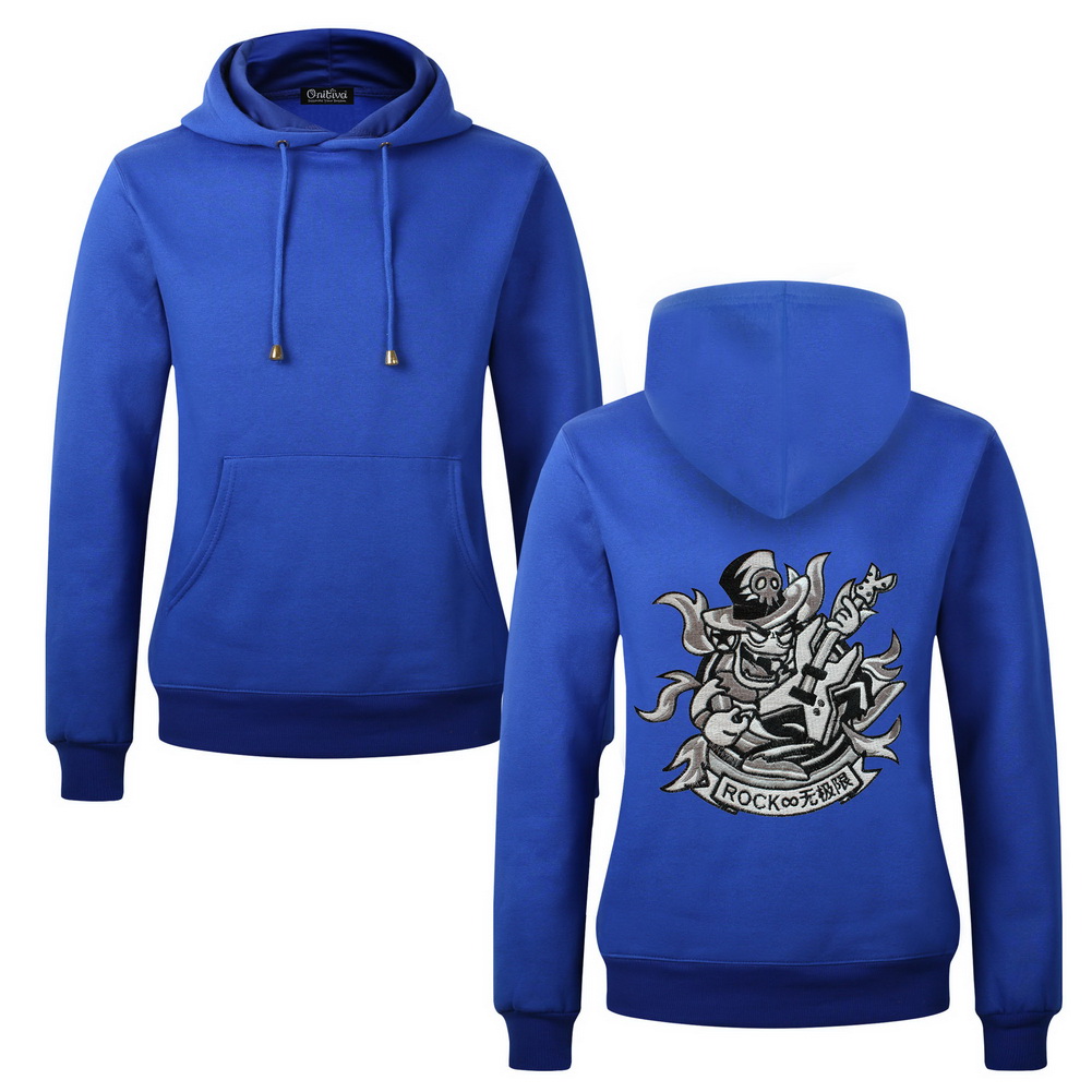 Blancho Bedding Mens Pullover Hoodie Sweatshirt with Stylish Embroidered, Guitarist, Blue, S