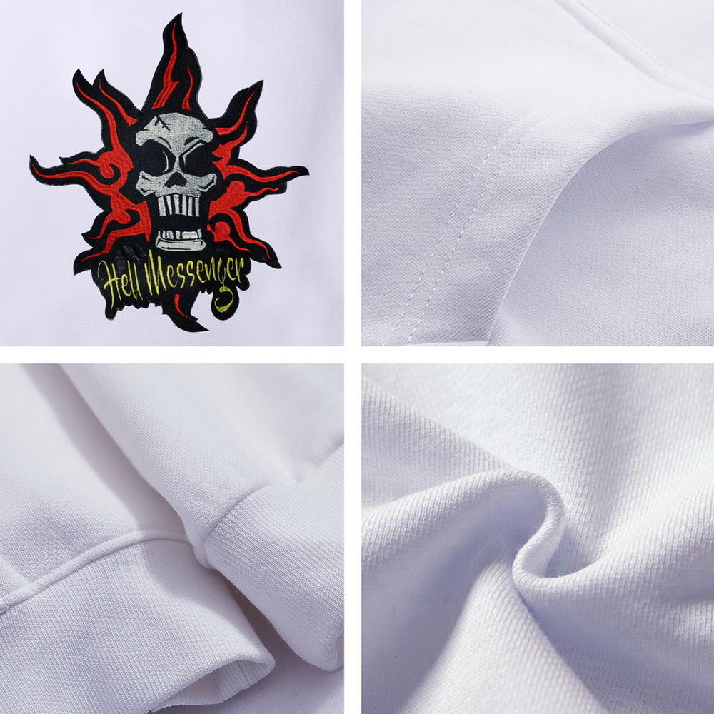 Blancho Bedding Sportswear Men's Skeleton Pullover Hoodie Embroidered Sweatshirt, White, 2XL