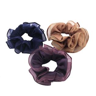 Blancho Bedding Korean Style Scrunchies Faux Satin Hair Bands Soft Hair Ties Ropes Purple