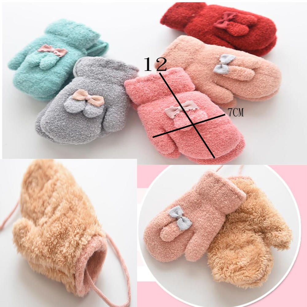 WuKong Paradise Kids Plush Gloves Toddler Plush Gloves Winter Knit Mitten Gloves with Hanging String #74