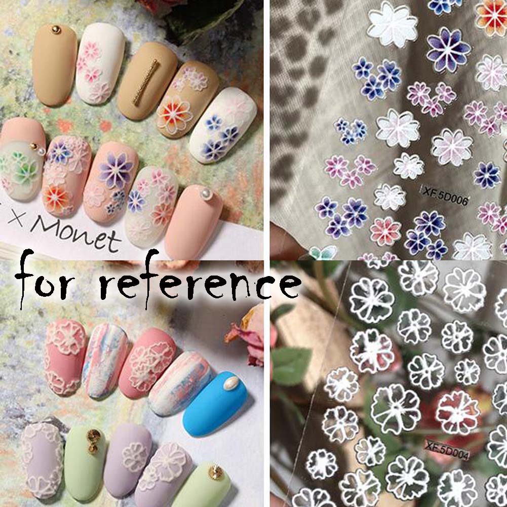 Panda Superstore 10 Sheets Random Patterned 3d Rose Nail Stickers Self Adhesive Diy Nail Art Deca
