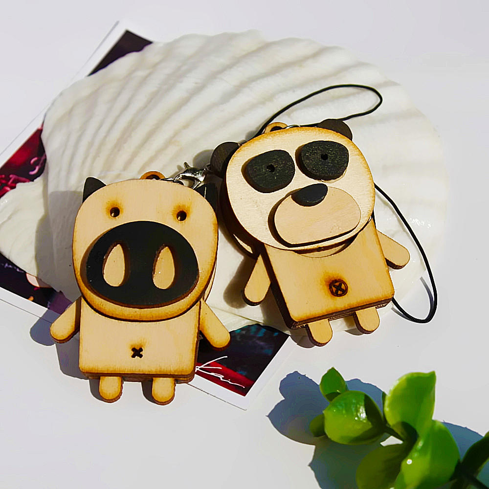 Blancho Bedding [Wooden Animals-6] - Cell Phone Charm Strap / Camera Charm Strap / Handbags Charms (Set of 2)