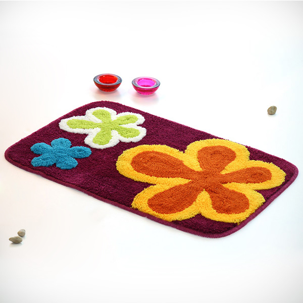 Blancho Bedding [Dancing Flowers - Violet Red] Kids Room Rugs (19.7 by 31.5 inches)