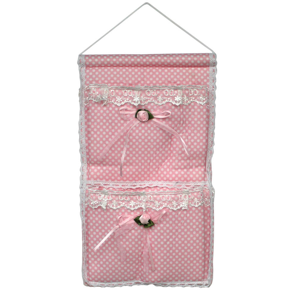 Blancho Bedding [Polka Dot & & Lace] Pink/Wall Hanging/ Wall Organizers/ Baskets /Hanging Baskets (8*14)