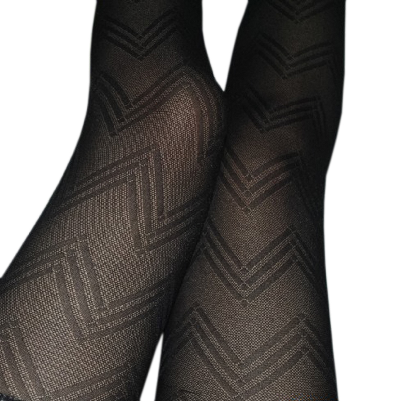 Blancho LZSA036-1 Sexy Black Sheer Waves Lines Silk Stocking