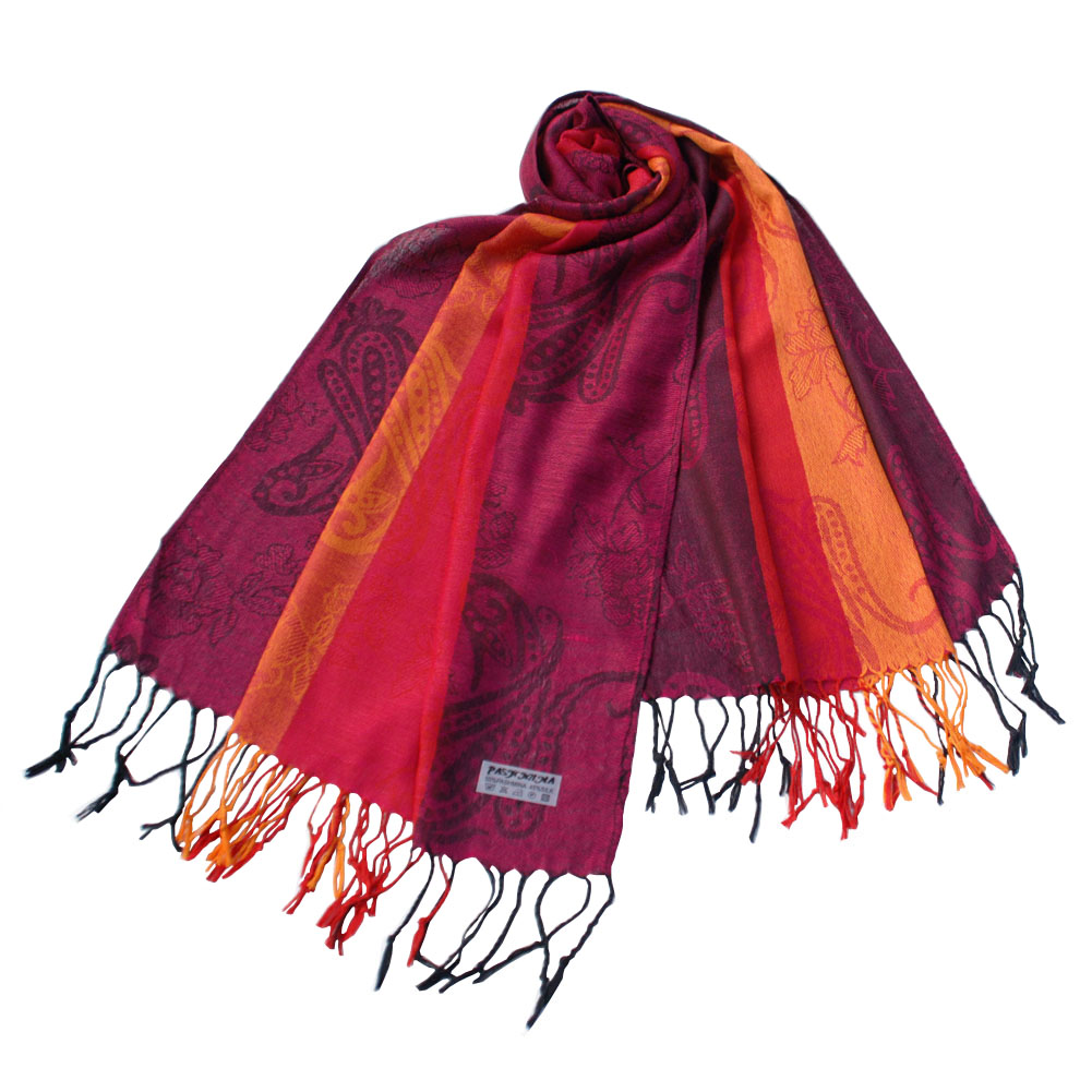 Blacho Pa-a82-3 Multi-Colors Rose & Paisley National Style Exquisite Soft Tassel Ends Pashmina/Shawl/Scarf