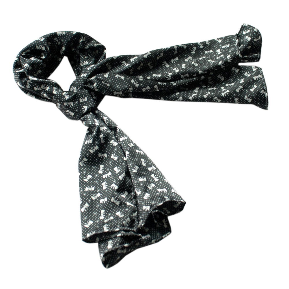 Blancho Brando Black Lovely Bowknot Design Natural Elegant Silk Scarf/Wrap/Shawl(Small)