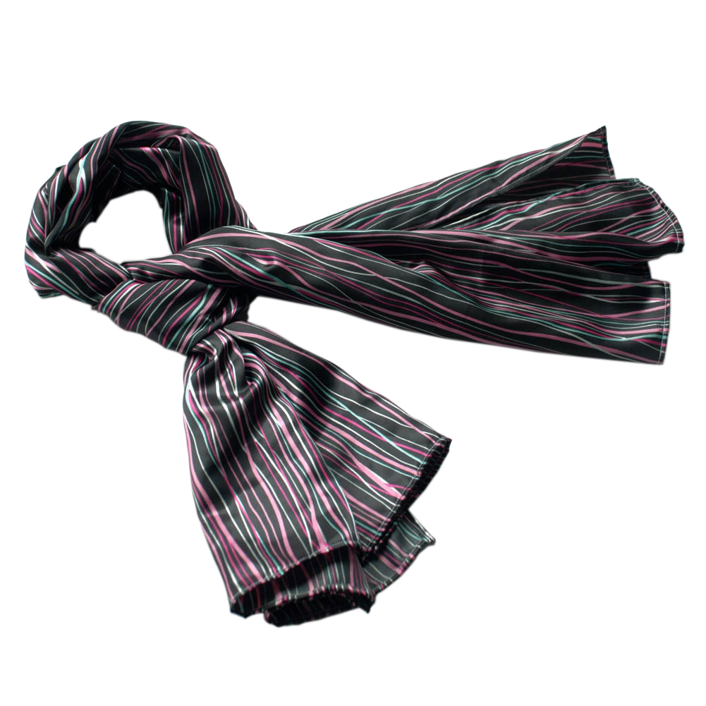 Blancho Brando Black Irregular Stripe Chic Exquisitely Soft Luxuriant Silky Scarf/Wrap/Shawl(Small)
