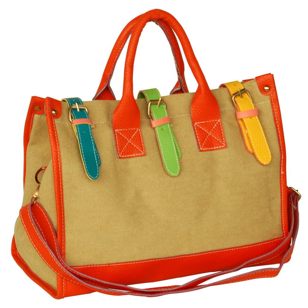 Blancho Bedding [Perfect Girl] Stylish Khaki Double Handle Satchel Bag Handbag Purse