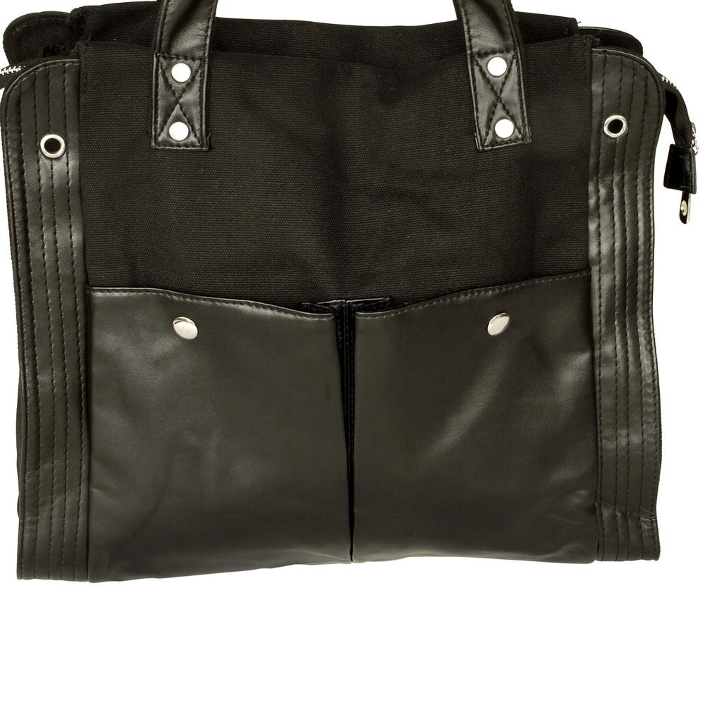 Blancho Bedding [Luxurious Journey] Stylish Black Double Handle Leatherette Bag Handbag Purse