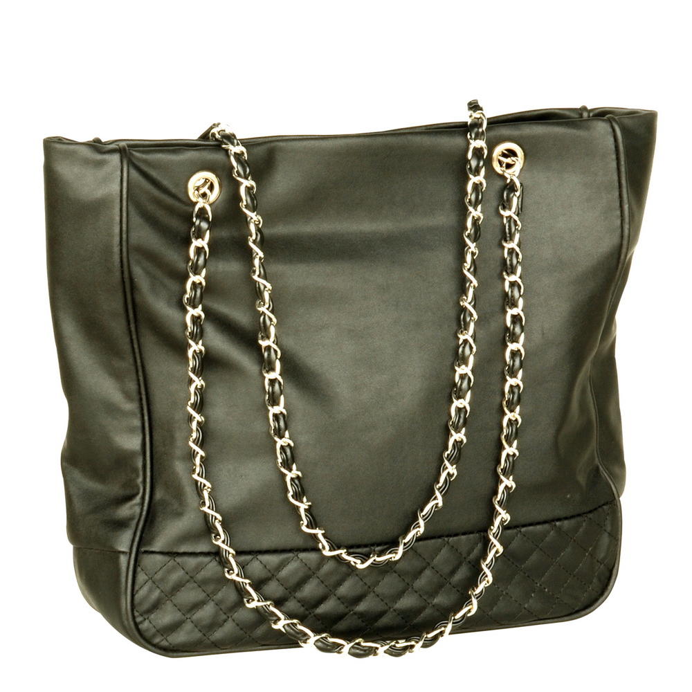Blancho Bedding [Last Dance] Stylish Black Double Handle Leatherette Bag Handbag Purse