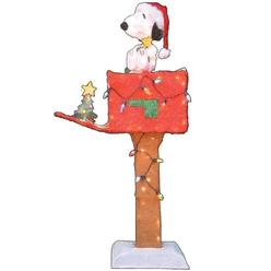 Peanuts By Schulz Peanuts Yard Art Snoopy Woodstock on Mailbox with Christmas Tree